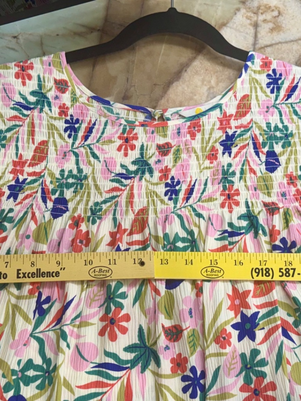 Boden Floral Flutter-sleeved Top, US Size 16-18 - Picture 8 of 8